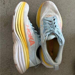 Hoka Bondi 8 Women's Sky Blue and Sunburst size 7.5B US